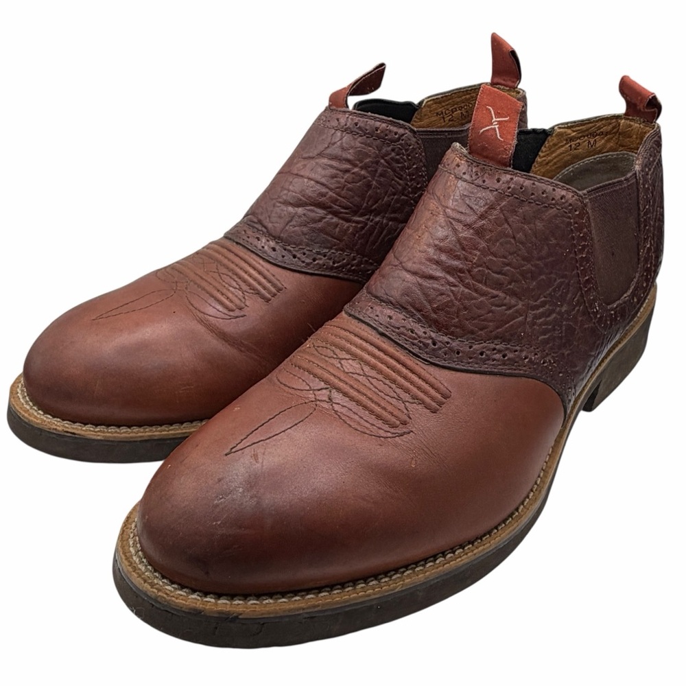 Twisted X Men's Brown Leather Western Pull-On Ankle Boots - Size 12